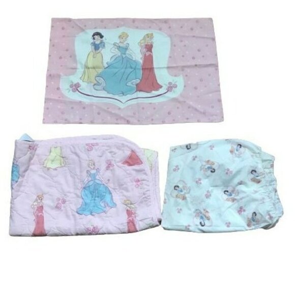 Disney Princess Snow White Sleeping Beauty Baby Crib Fitted Sheet Blanket Pillow - Picture 1 of 7